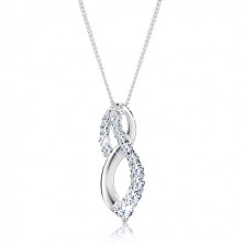 Glänzende Halskette - eine gedrehte Acht mit strahlenden Zirkonen, Silber 925