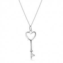 Glitzernde Halskette - Herzschlüssel auf einer Kette, Silber 925